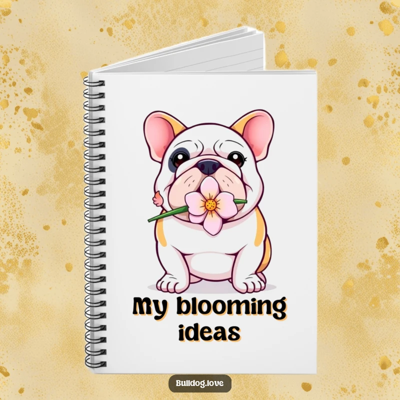 Funny Bulldog Notebook: A proud bulldog holds a flower in its mouth, perfect for jotting down sweet ideas.