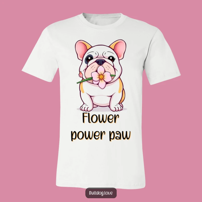 Funny Bulldog Flower T-Shirt: Proud Pup's Bloom, Charming Dog Tee, Ideal Gift!