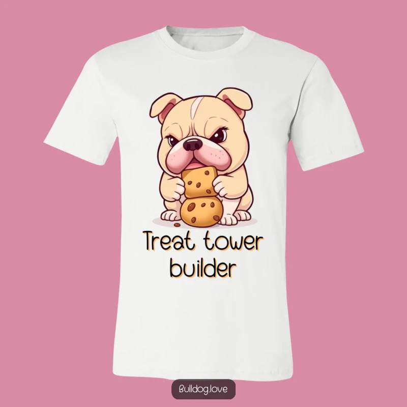 Funny Determined Bulldog Treat Balance T-Shirt: Intense Humor Tee