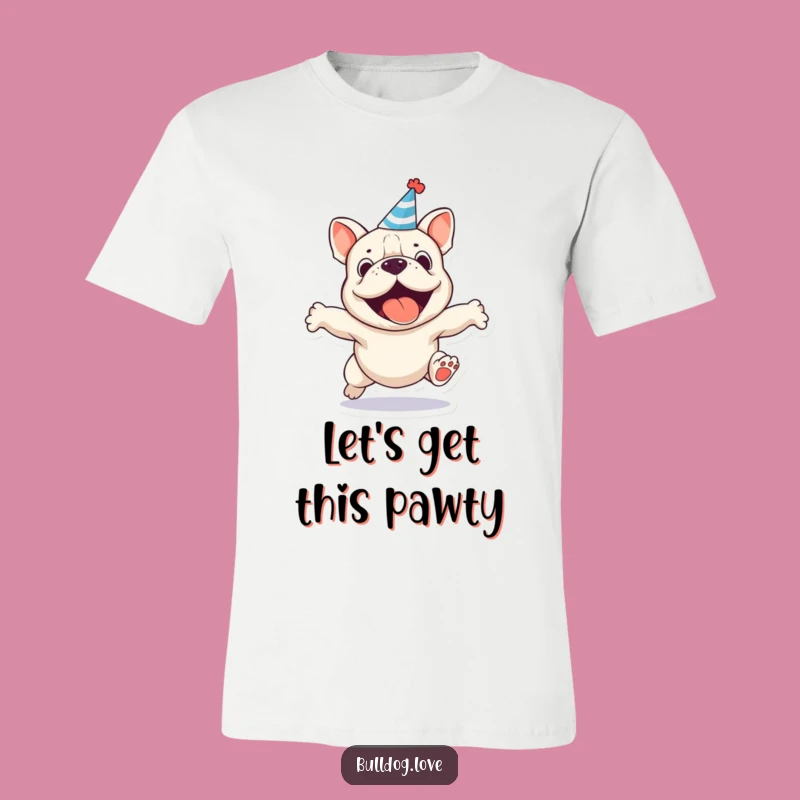Funny Party Bulldog Jumps T-Shirt - Joyful Dog Celebration Tee Gift