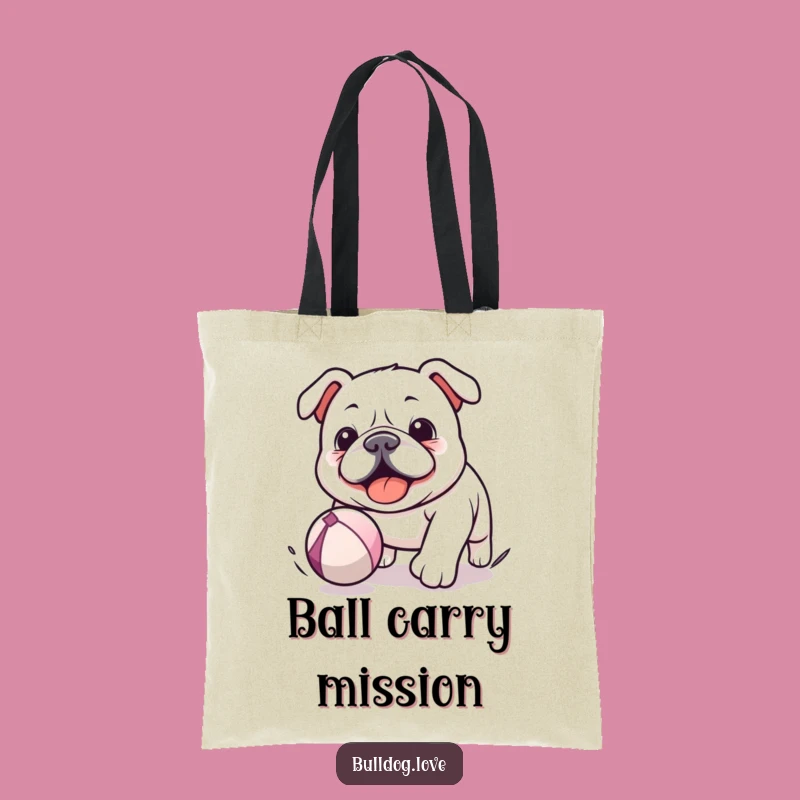 Funny Kawaii Bulldog Tote Bag - Chasing Ball, Spacious & Playful Gift