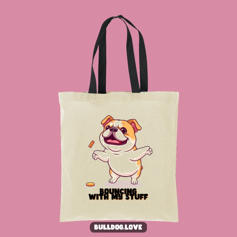 Funny Bulldog Treat Jump Tote Bag: Carry Your Essentials with Playful Canine Spirit Gift