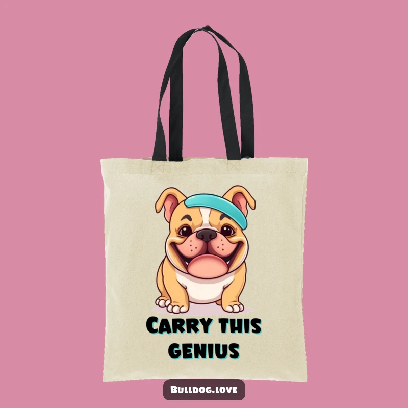 Funny Bulldog Frisbee Tote: Carry Your Day with a Grinning Pup's Balance
