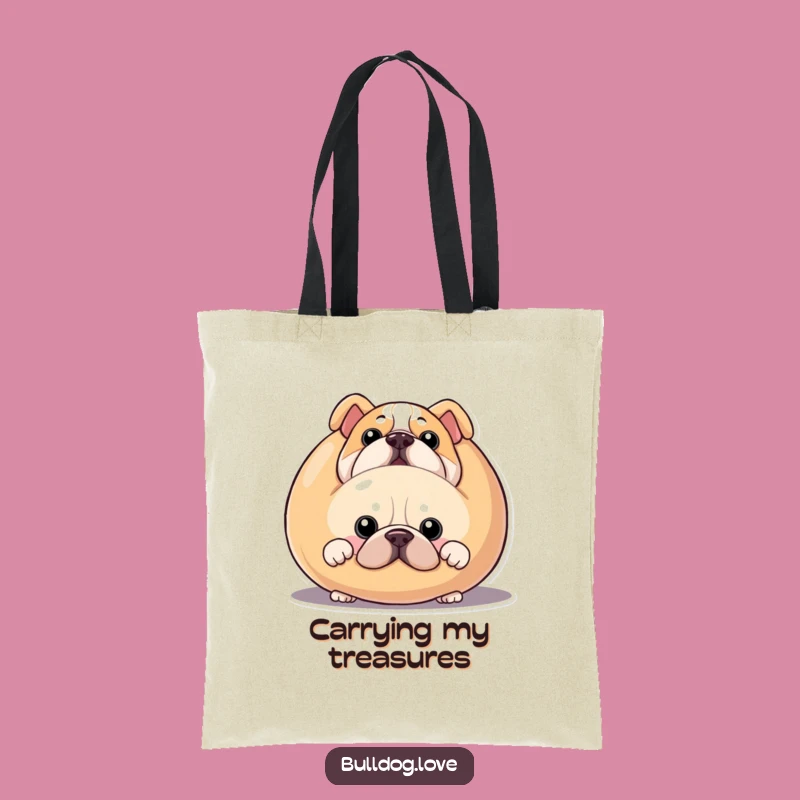 Playful Bulldog Peekaboo Funny Tote Bag - Squeaky Toy Lover Gift