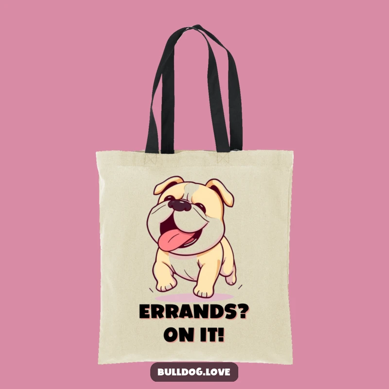 Funny Kawaii Bulldog Tote Bag: Tongue Out Running Accessory Gift
