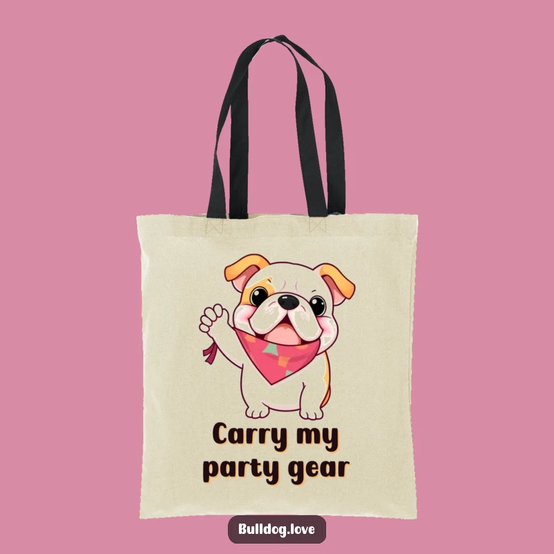 Funny Bulldog Bandana Greeting Tote Bag: Carry Your Enthusiasm
