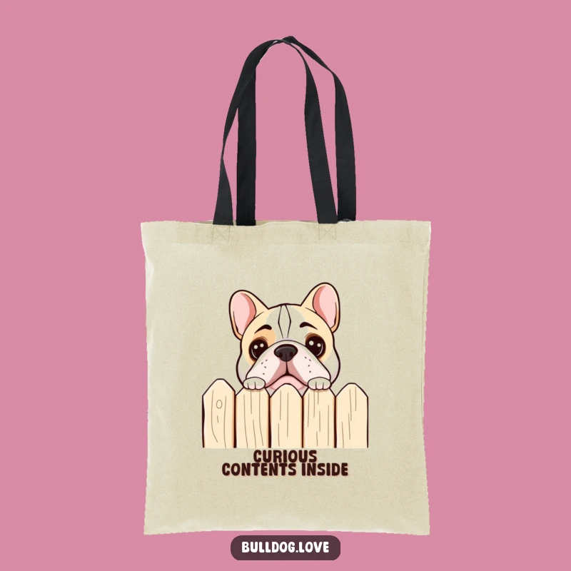 Funny Bulldog Peeking Tote Bag: Curious Accessory, Perfect Gift