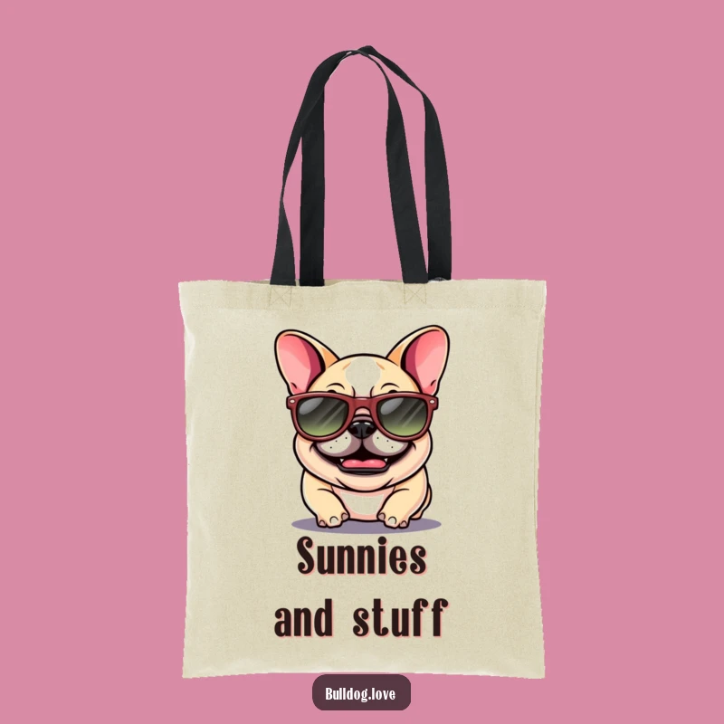 Funny Bulldog Sunglasses Tote Bag: Giggling Pup's Style, Hilarious Accessory, Perfect Gift!