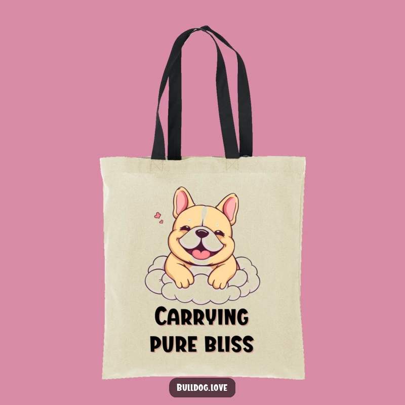 Funny Happy Sigh Bulldog Tote Bag - Carry Your Bliss, Perfect Dog Gift