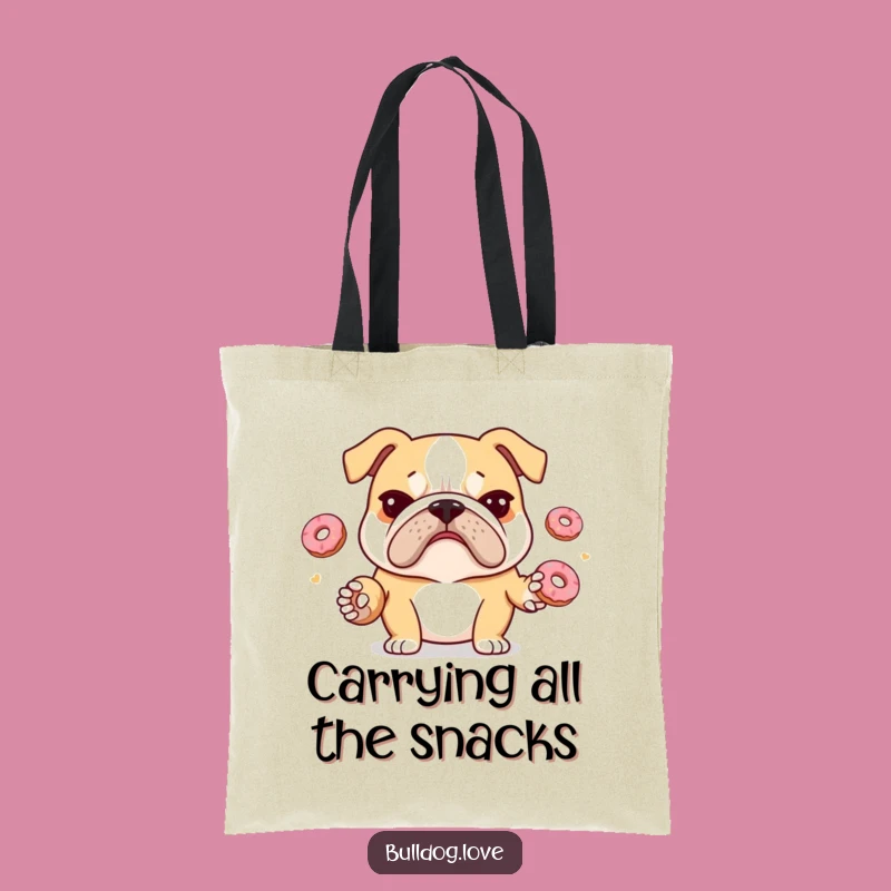 Funny Juggling Bulldog Tote Bag: Stressed Pup Donuts Carrier, Hilarious Gift for Busy Bees
