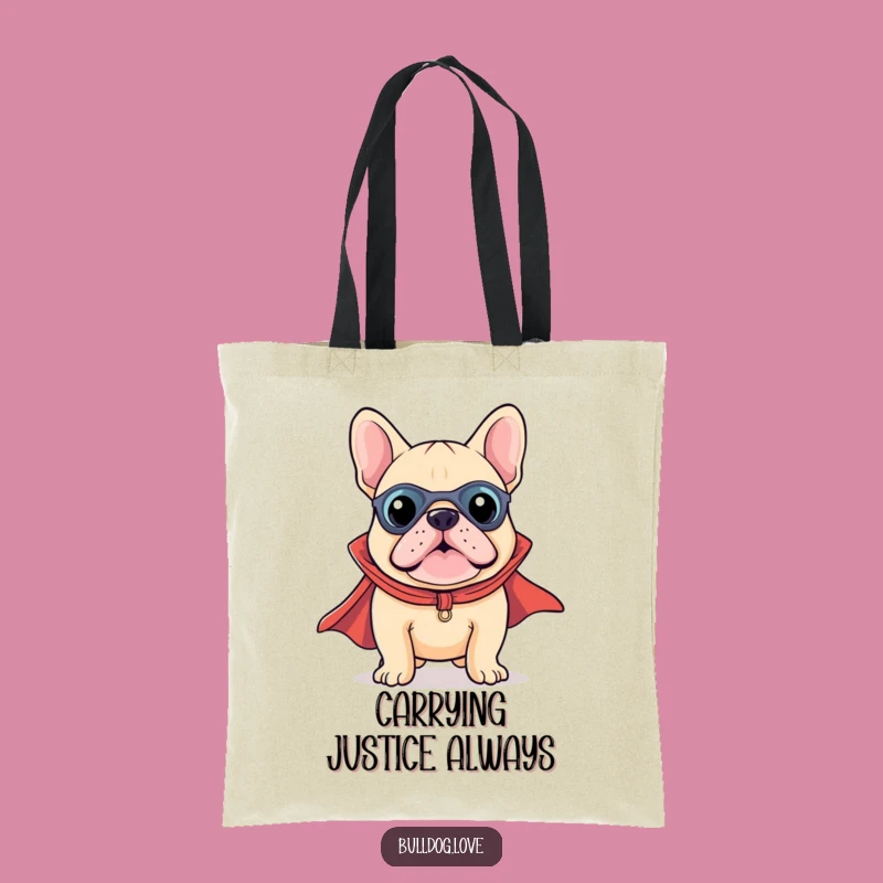 Funny Kawaii Bulldog Superhero Tote Bag - Carry Your Essentials with Pawsome Power!
