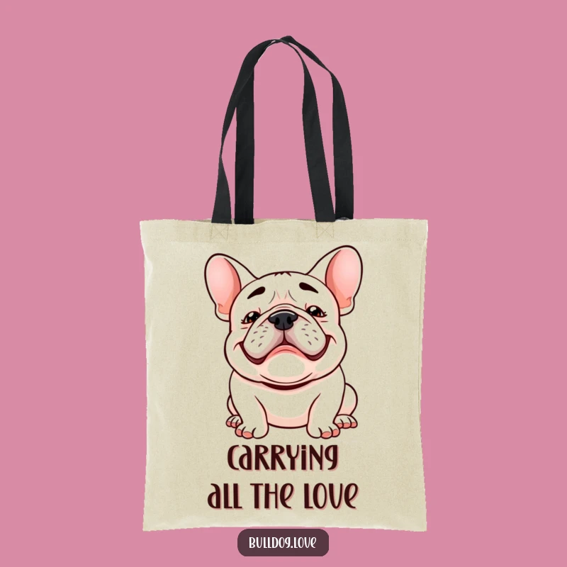 Funny Kawaii Bulldog Tote Bag: Goofy Grin & Floppy Ears Shopping Gift