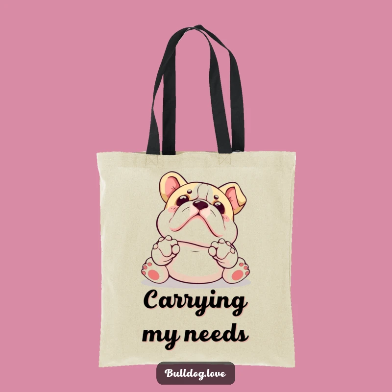 Funny Kawaii Bulldog Tote Bag: Paws Up Belly Rub Accessory Gift
